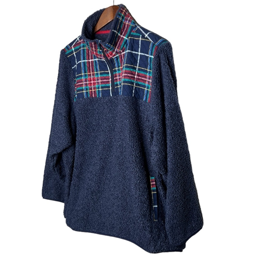 Vera Bradley Women’s 1/4 Zip Sherpa Plaid Fleece Pullover Sweater - Picture 5 of 14
